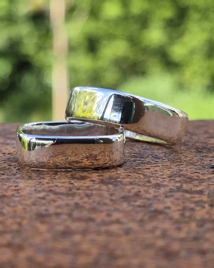 Pair of hand-forged silver rings